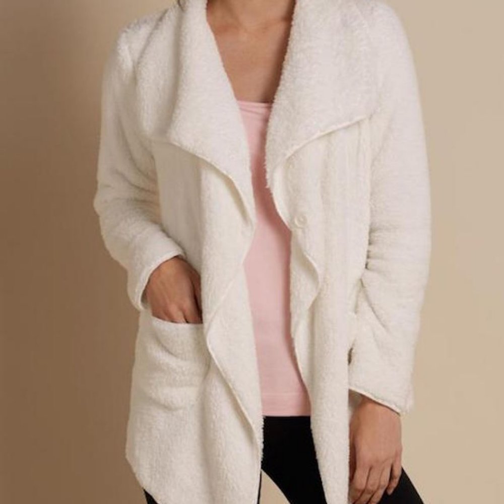 Soft Surroundings White Faux Fur Jacket, Size M. N